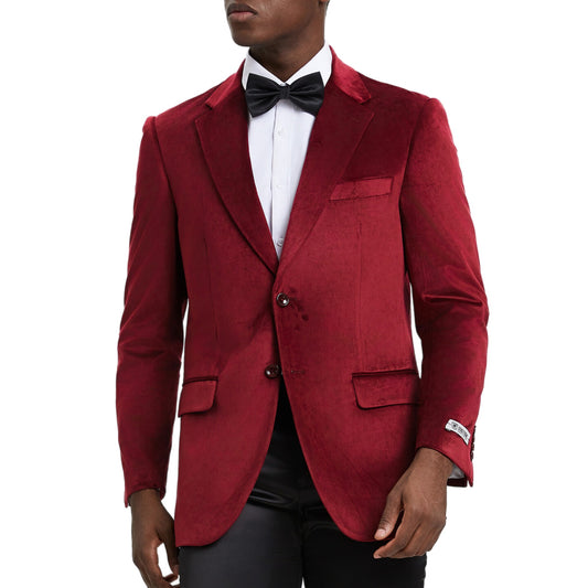 Gentleman in a red wine velvet blazer, perfect for exclusive events