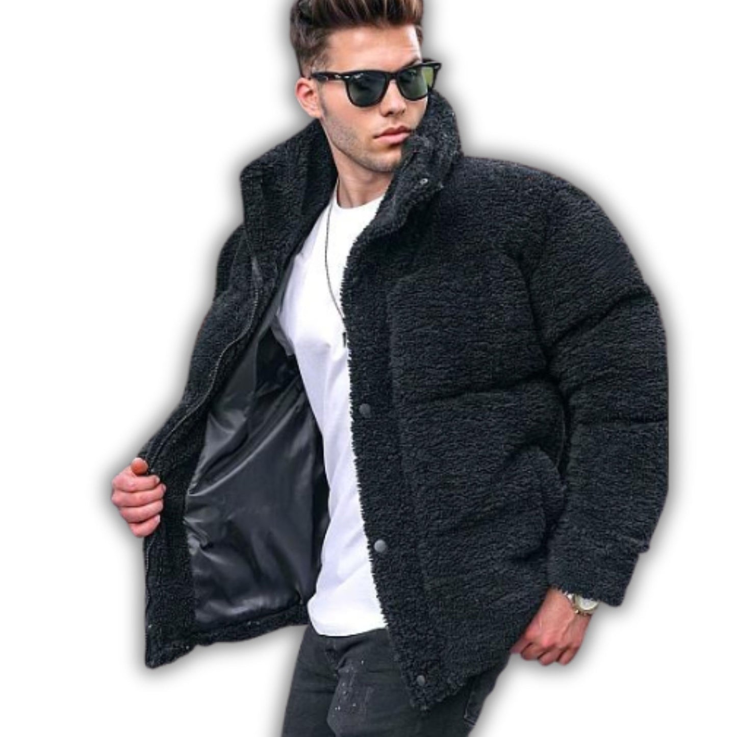 Stay Warm in Style: KCT Menswear Sherpa Puffer - Sizes Available ...