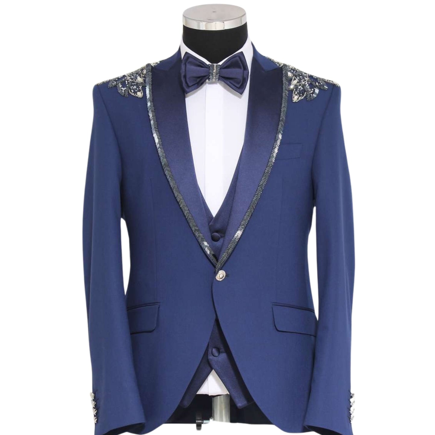 KCT Menswear |Sparkle Silver & Blue Three-Piece Tuxedo -Prom | Wedding ...