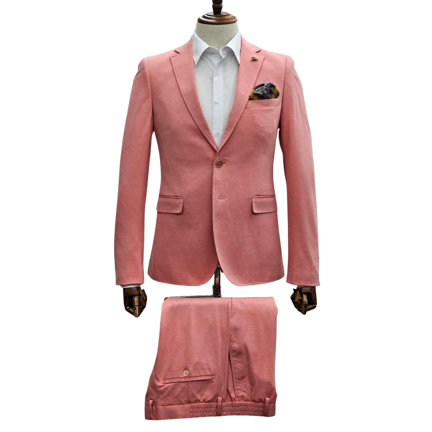Salmon Stretch Travelers Suit Set - Relaxed Refinement - Colorful Prom and Wedding Celebrations