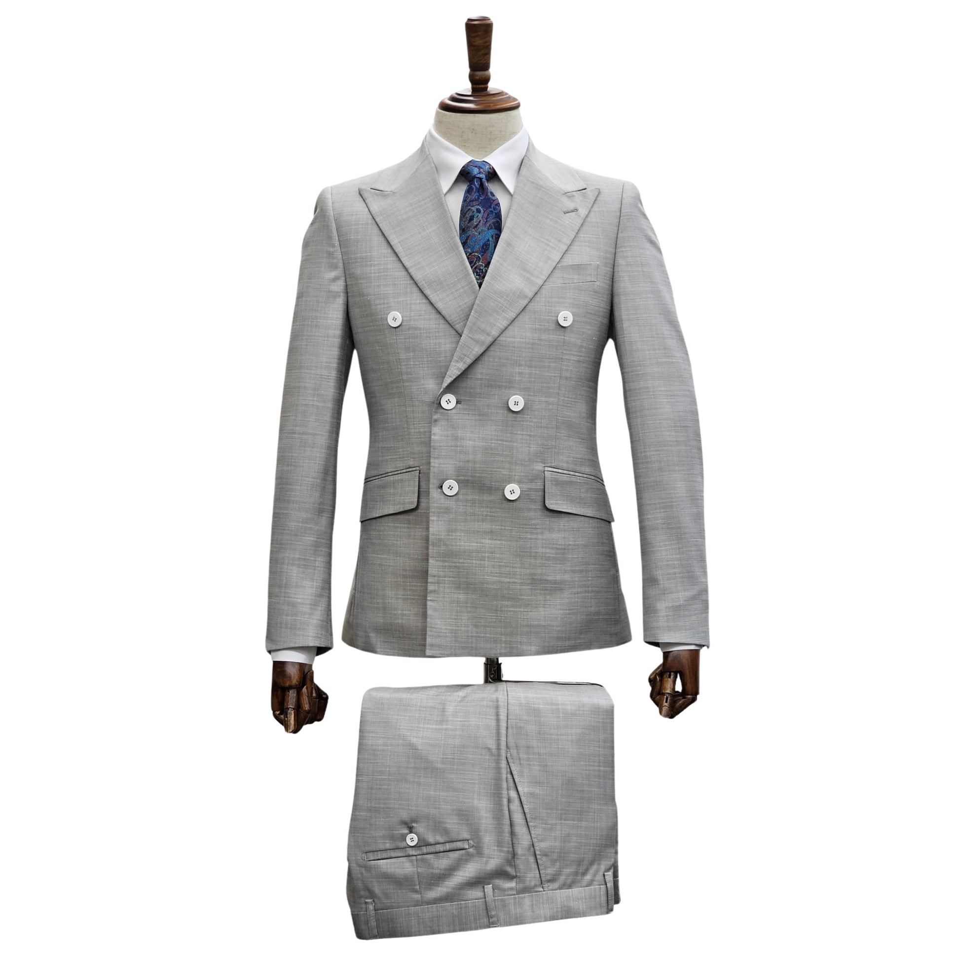 Classic Gray Double-Breasted Suit Ensemble - Timeless Elegance for ...