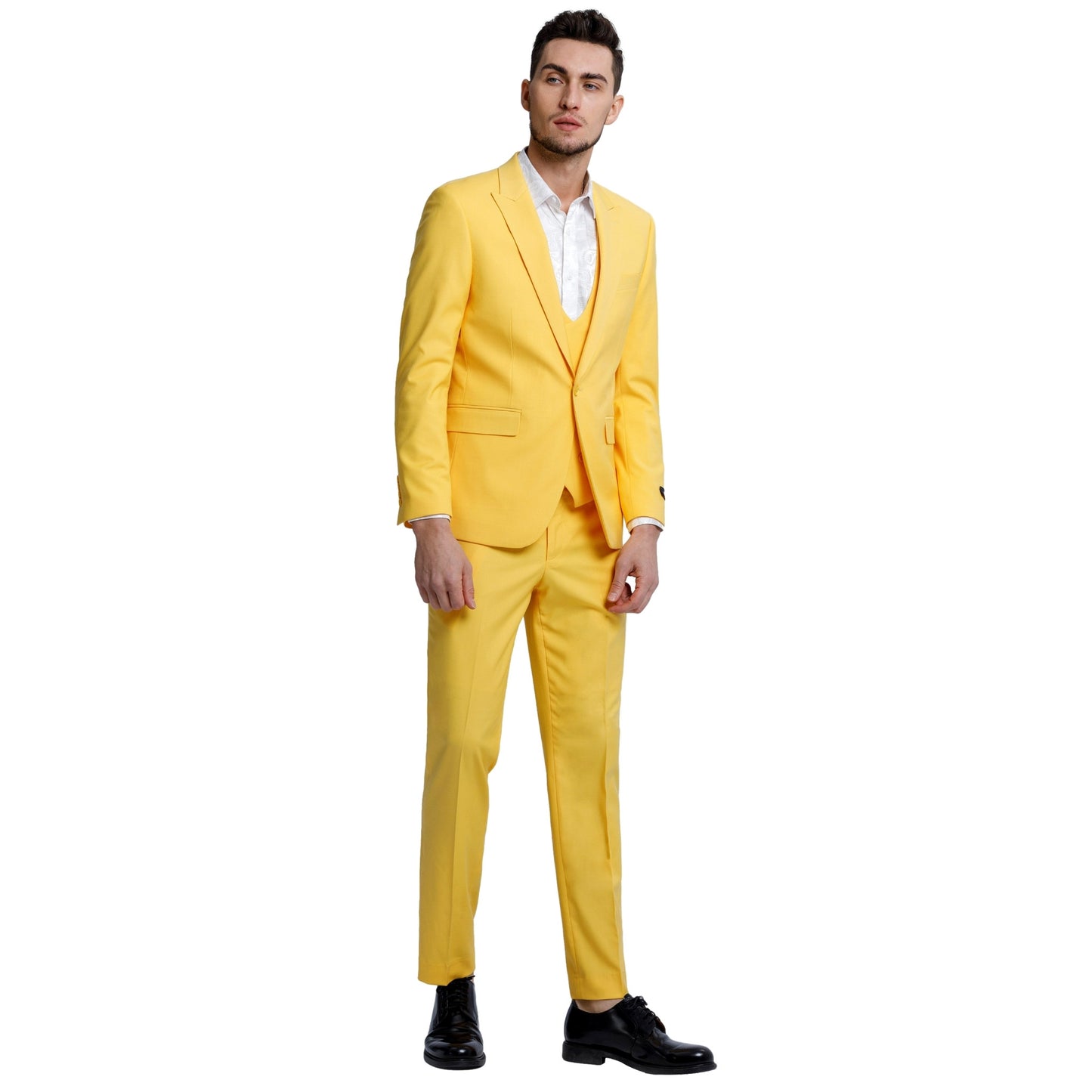 Sunshine Yellow Men's Full Suit - A Prom Night Sensation