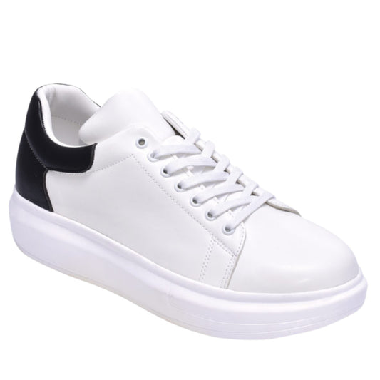 Elegant white leather sneakers with black heel detail from KCT Menswear.