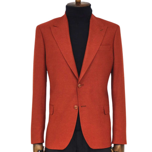 KCT Menswear Burnt Orange Wool Blazer - Autumn Elegance
