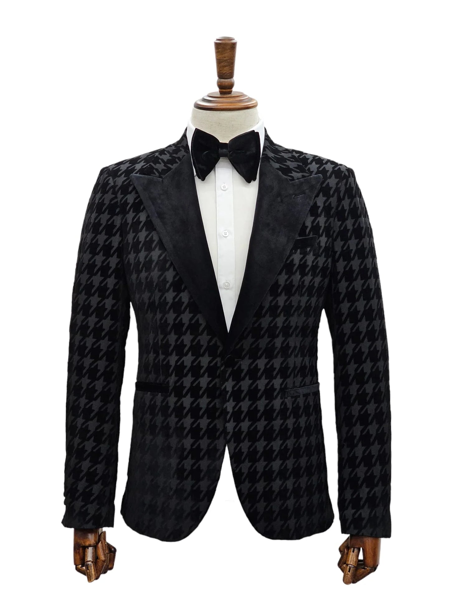 KCT Menswear black houndstooth tuxedo jacket, the epitome of timeless formal style