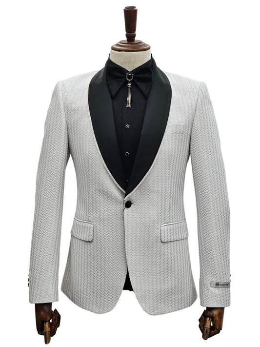 Man in KCT Menswear Classic White Tuxedo for a sophisticated prom or wedding look.