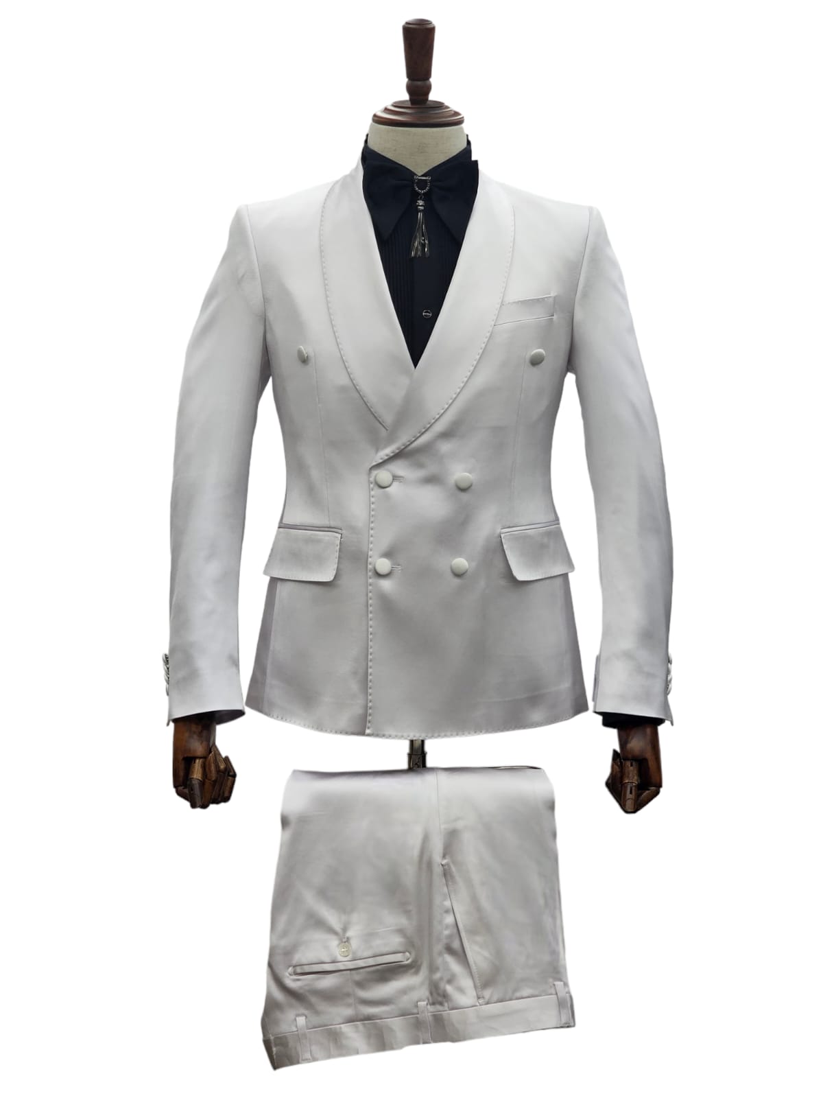 KCT Menswear White Slim Fit Double Breasted Sui