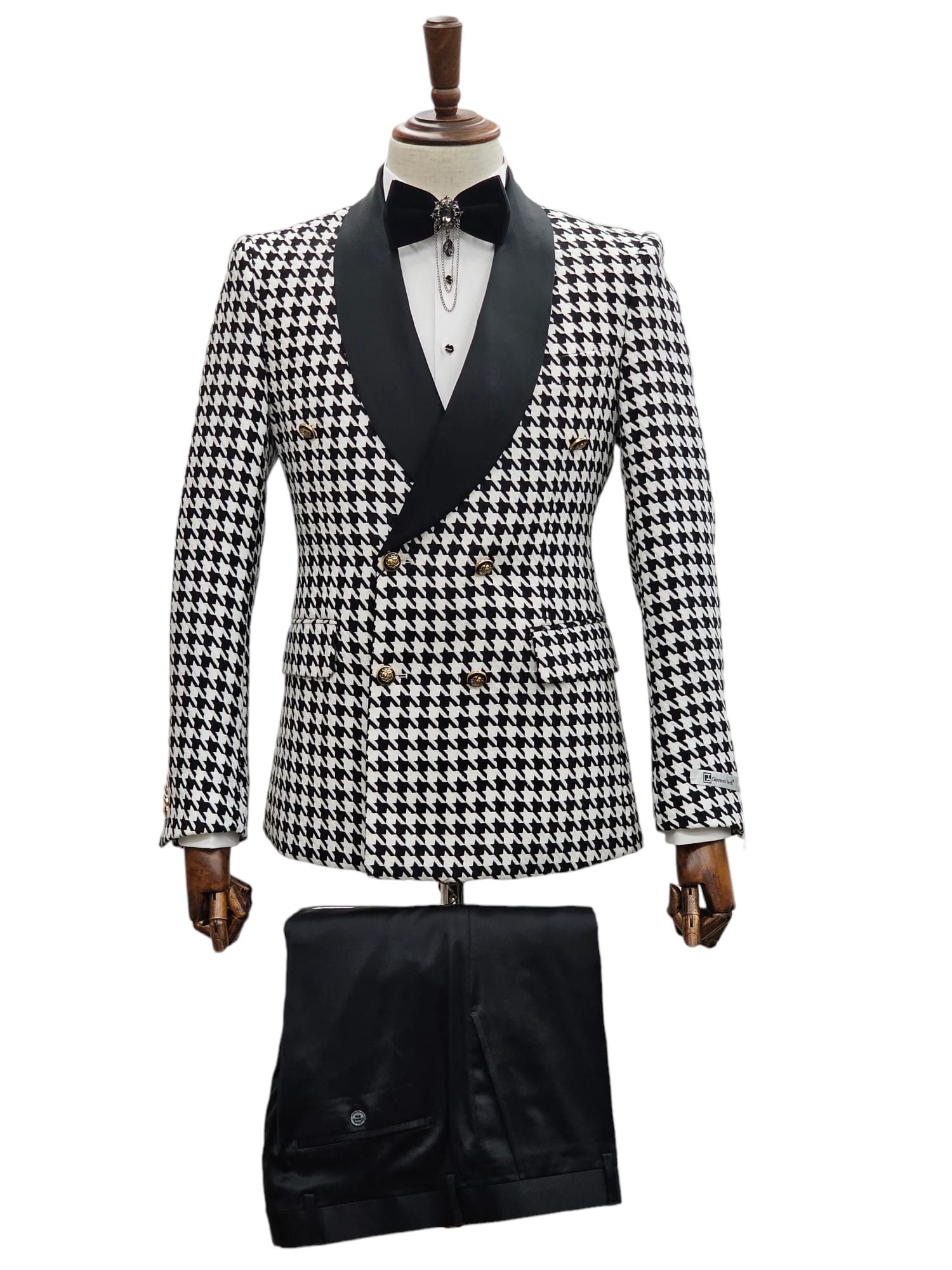 KCT Menswear Double-Breasted Tuxedo - White & Black Design, ideal for weddings and upscale events
