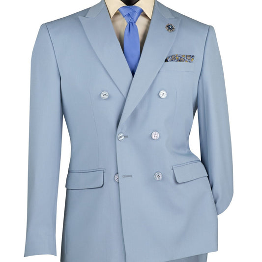 Light Blue Double-Breasted Slim Stretch Suit – Modern Elegance for 2025