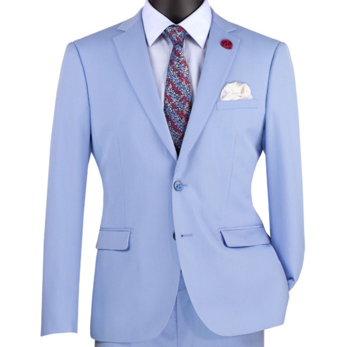 Light Blue Slim Fit Stretch Suit – 2-Piece modern design for prom and weddings in 2025, featuring a tailored fit and elegant notch lapel.