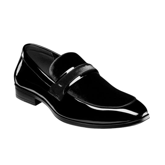 lack Patent Leather & Velvet Loafers – Luxury Formal Shoes for Men