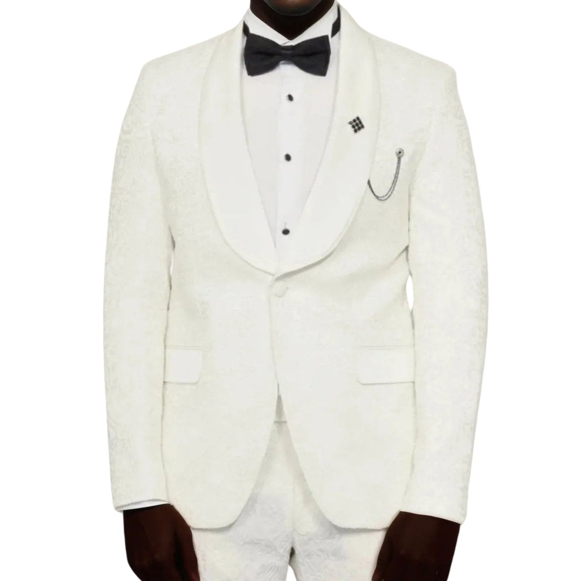 Luxury White Floral Prom Tuxedo for Men – European Slim Fit Style