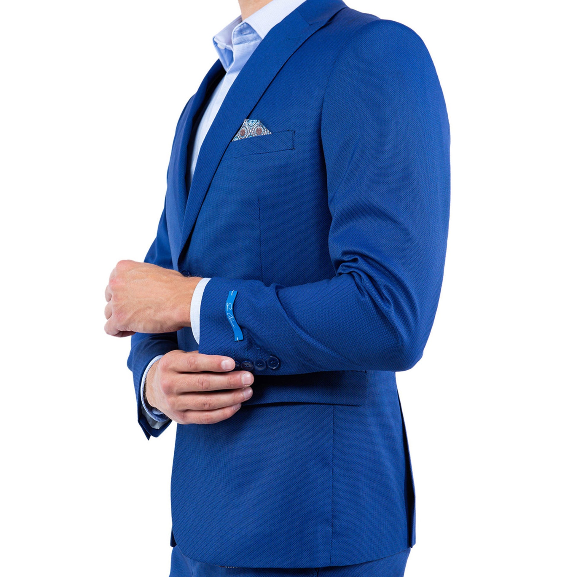 Men's Slim-Fit Royal Blue Two-Piece Suit with Vest