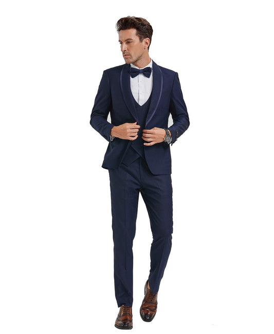 Sophisticated KCT Menswear Navy Elegance Tuxedo, perfect for formal events.