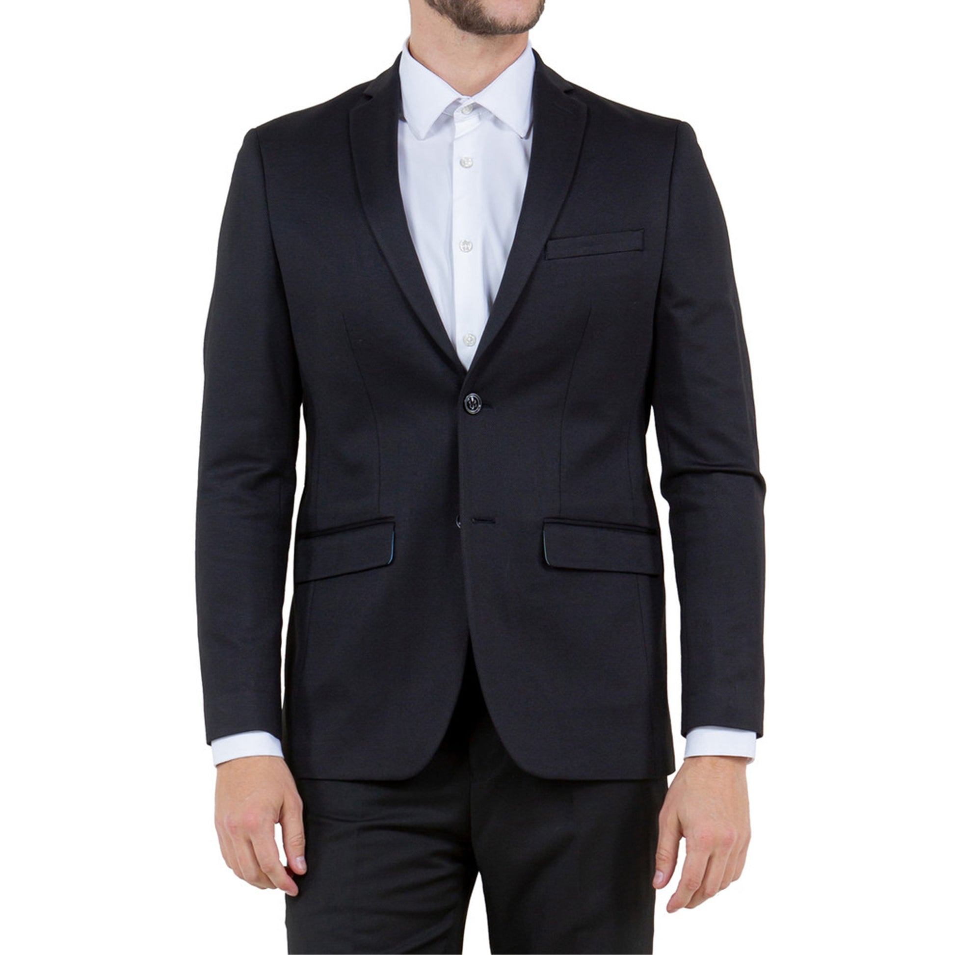 Men's Slim-Fit Black Single-Button Blazer