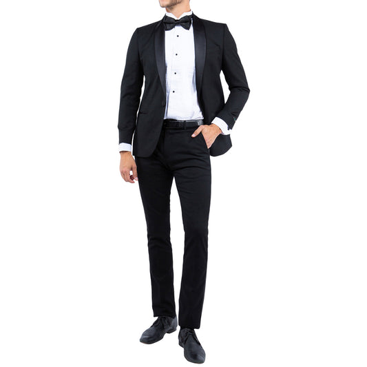 Men's Slim-Fit Black Tuxedo with Satin Shawl Lapel
