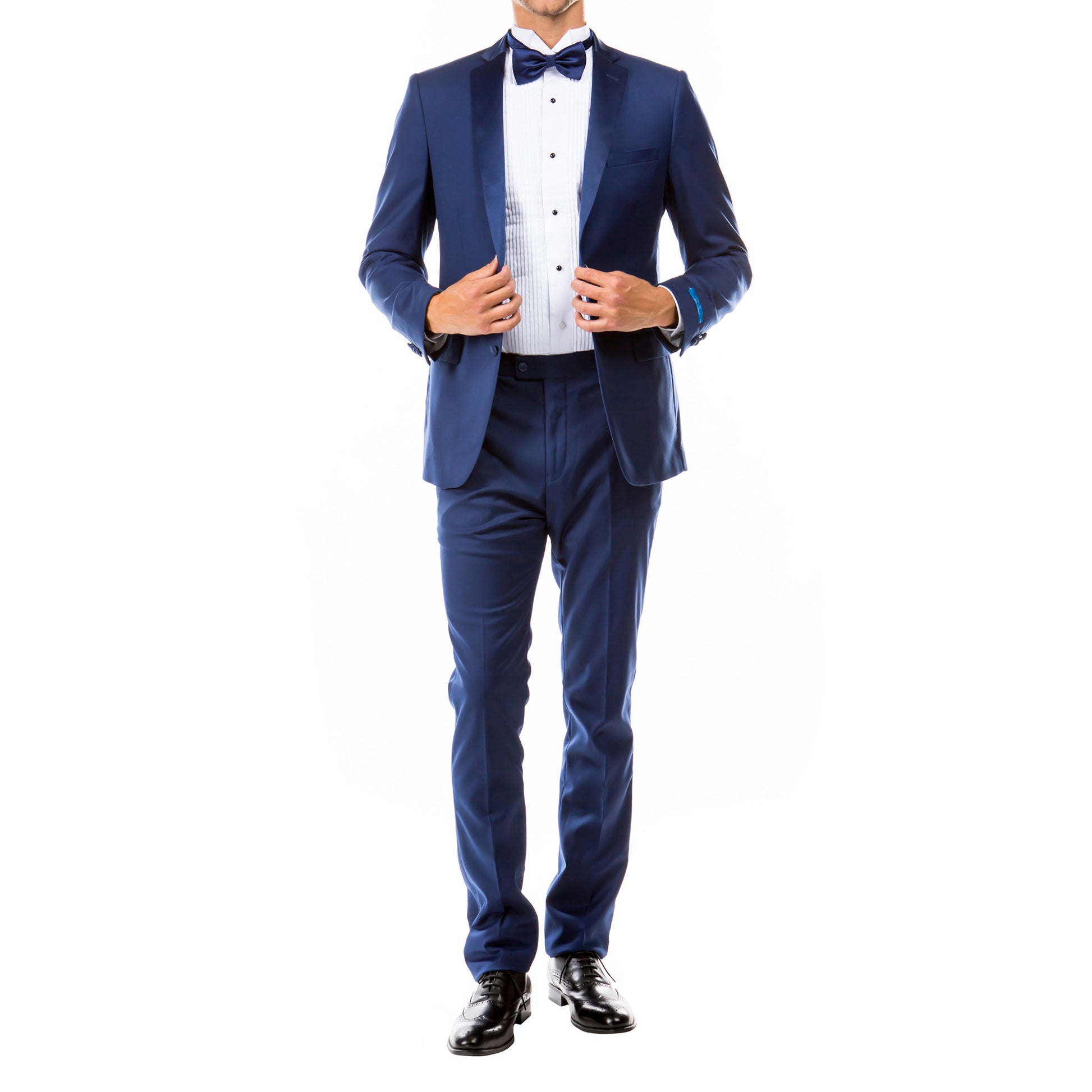 Men's Slim-Fit Royal Blue Tuxedo with Satin Lapels