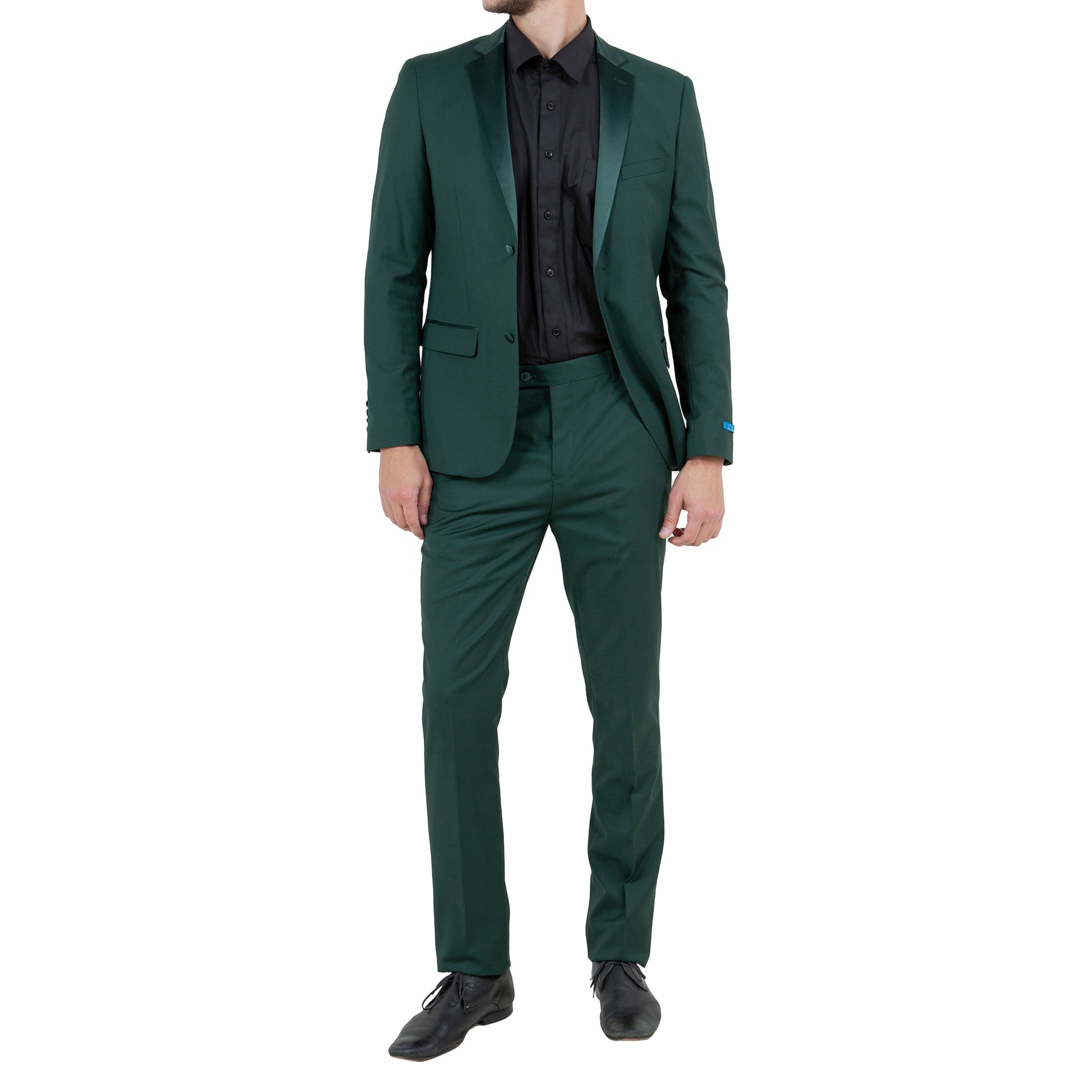 Men's Slim-Fit Emerald Green Tuxedo with Satin Lapel