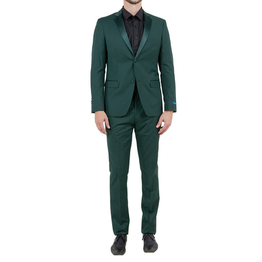 Men's Slim-Fit Emerald Green Tuxedo with Satin Lapel