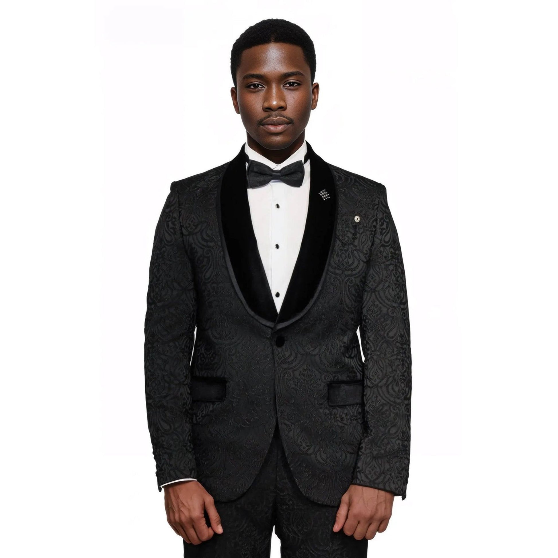 Men’s Black European Prom Tuxedo with Velvet Shawl Lapel – 2025 Look