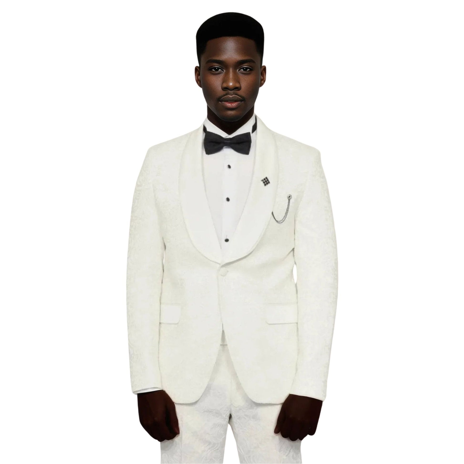 Men’s White European Prom Tuxedo with Shawl Lapel – 2025 Formal Look
