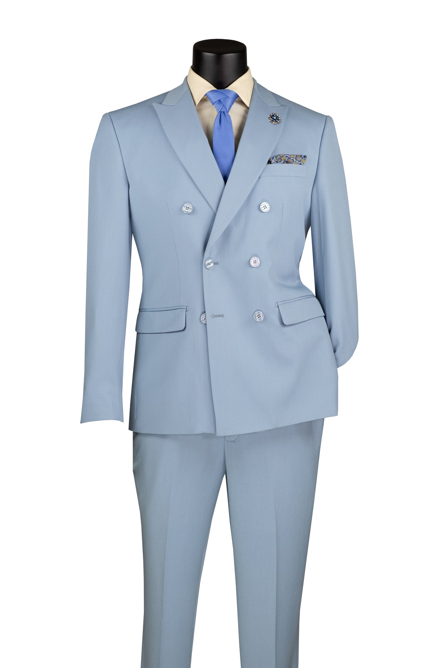 Light Blue Double-Breasted Slim Stretch Suit – Modern Elegance for 2025