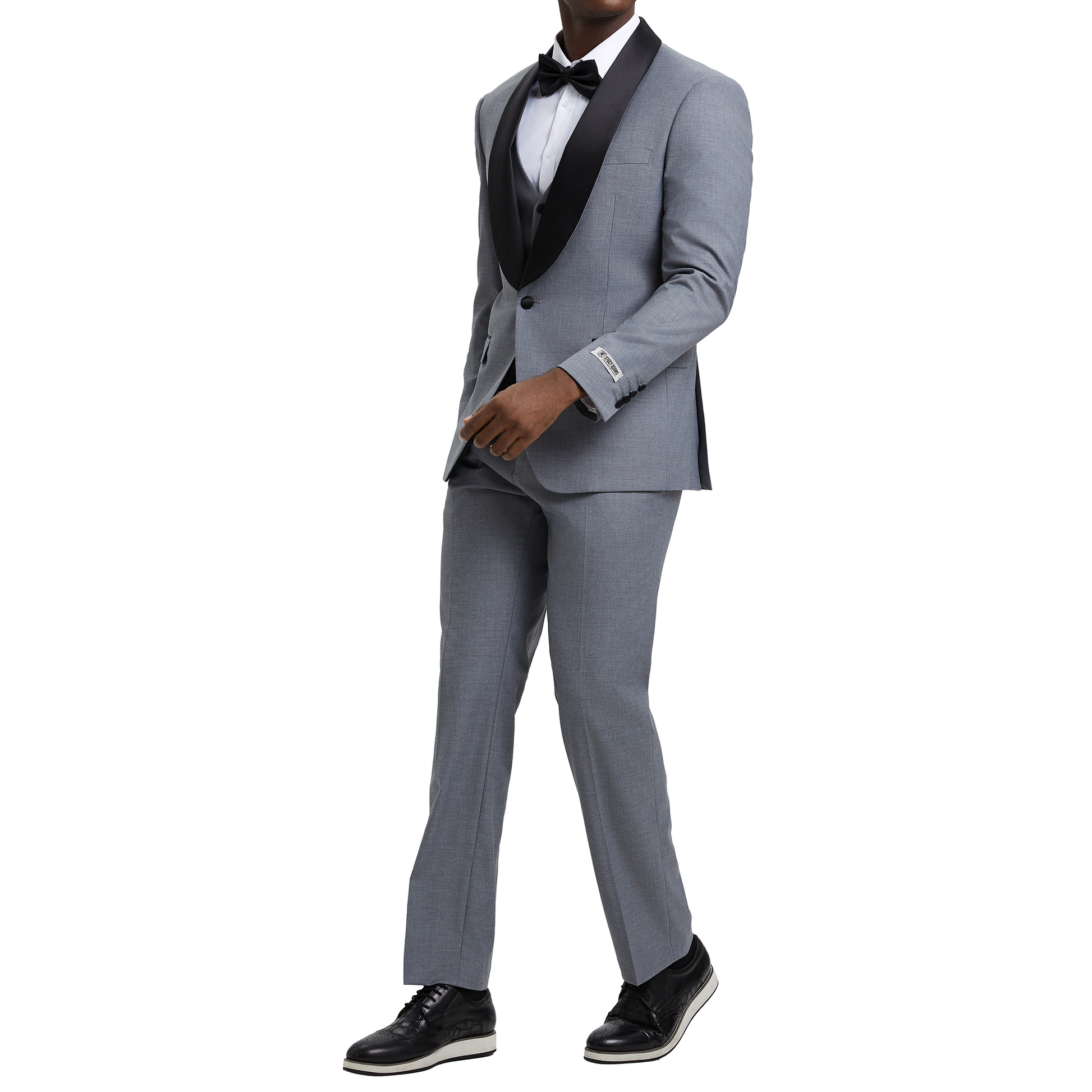 Men's Slim-Fit Light Grey Three-Piece Suit