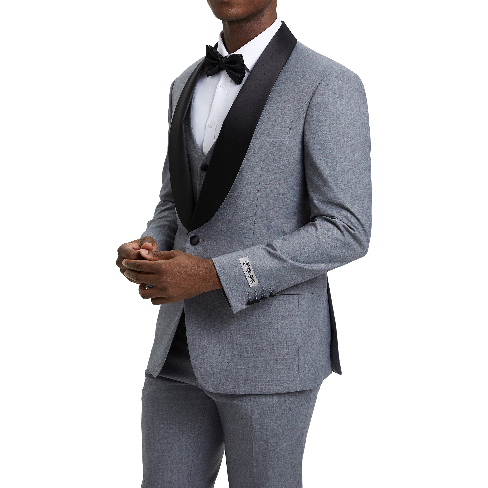 Men's Slim-Fit Light Grey Three-Piece Suit