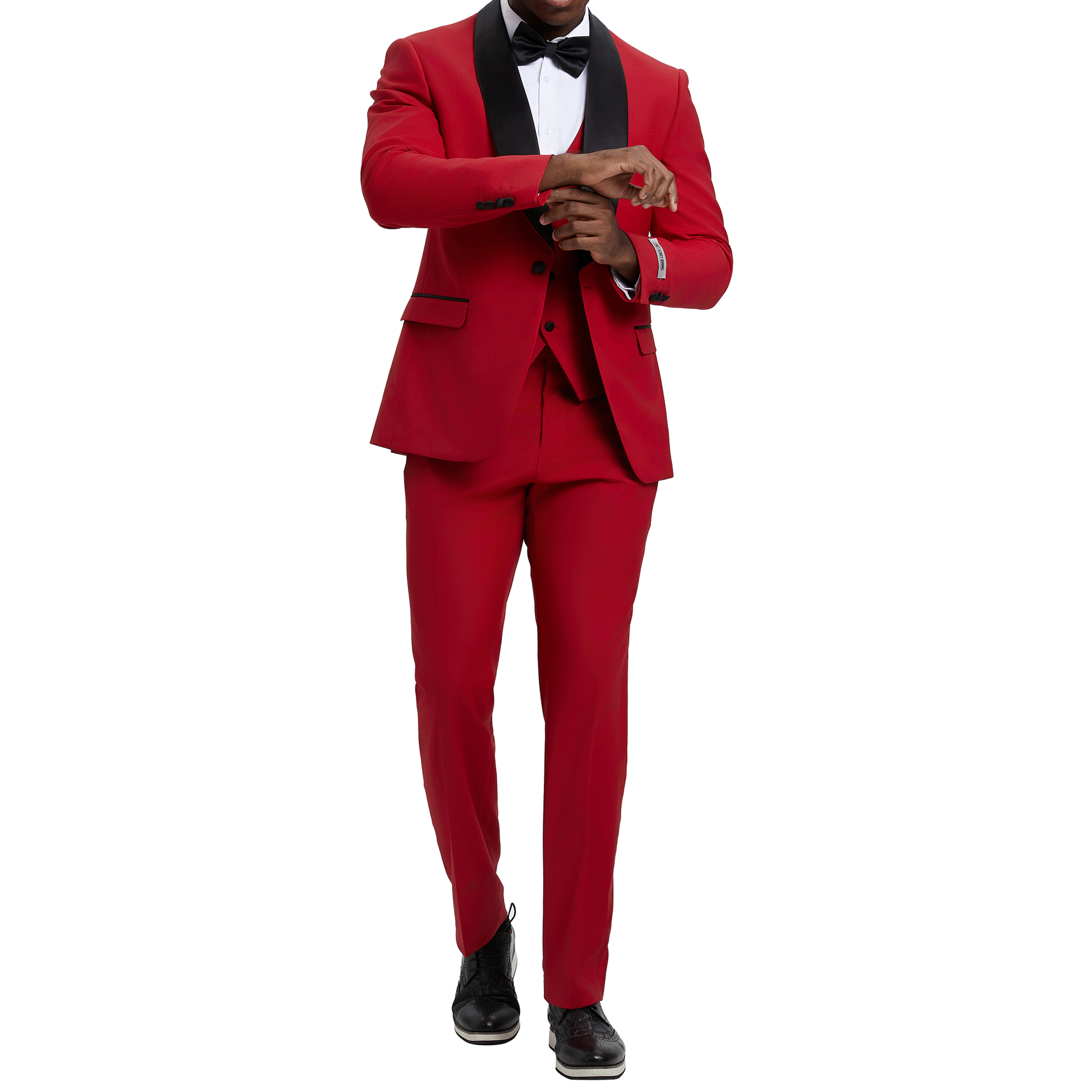 Men's Slim-Fit Bold Red Three-Piece Suit