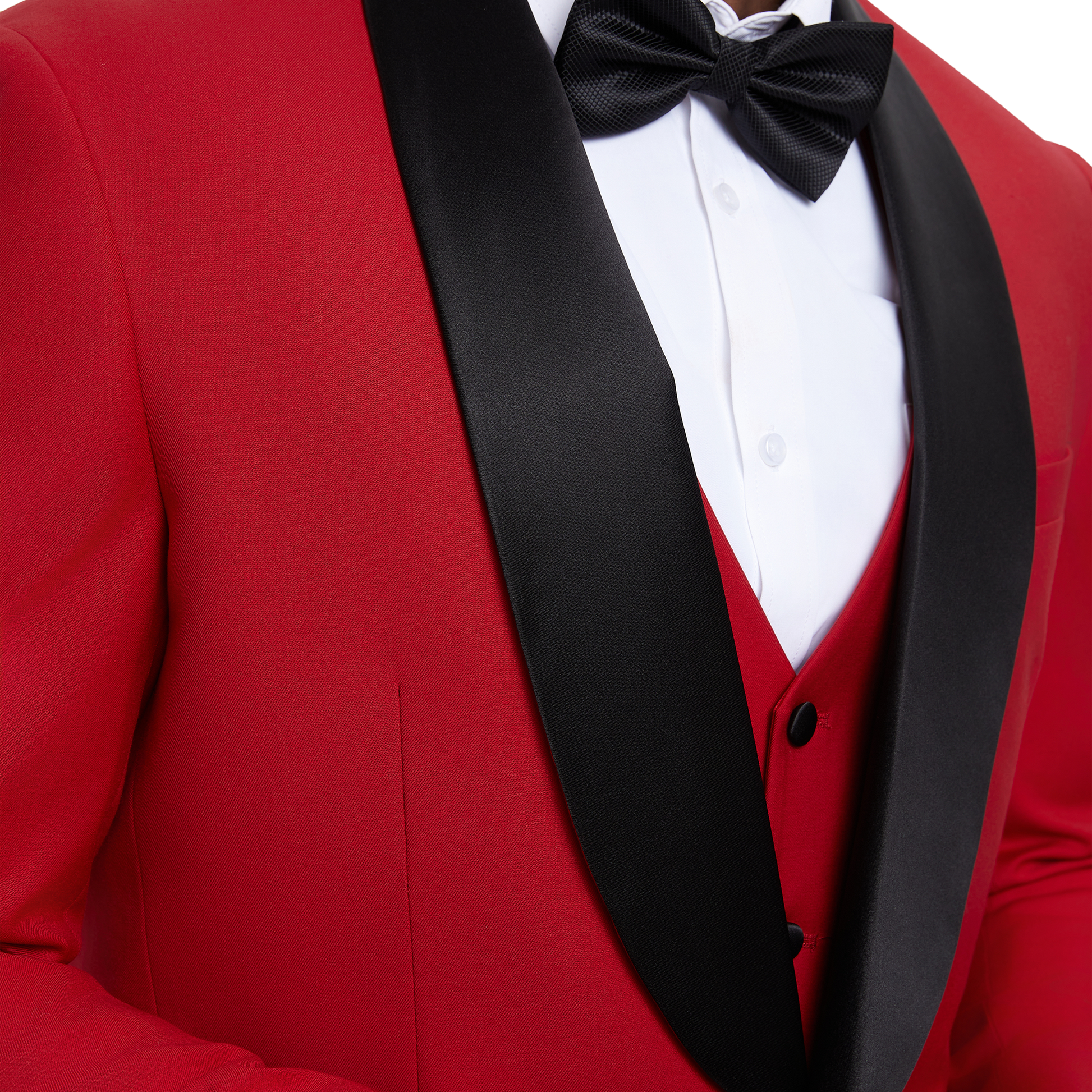 Men's Slim-Fit Bold Red Three-Piece Suit