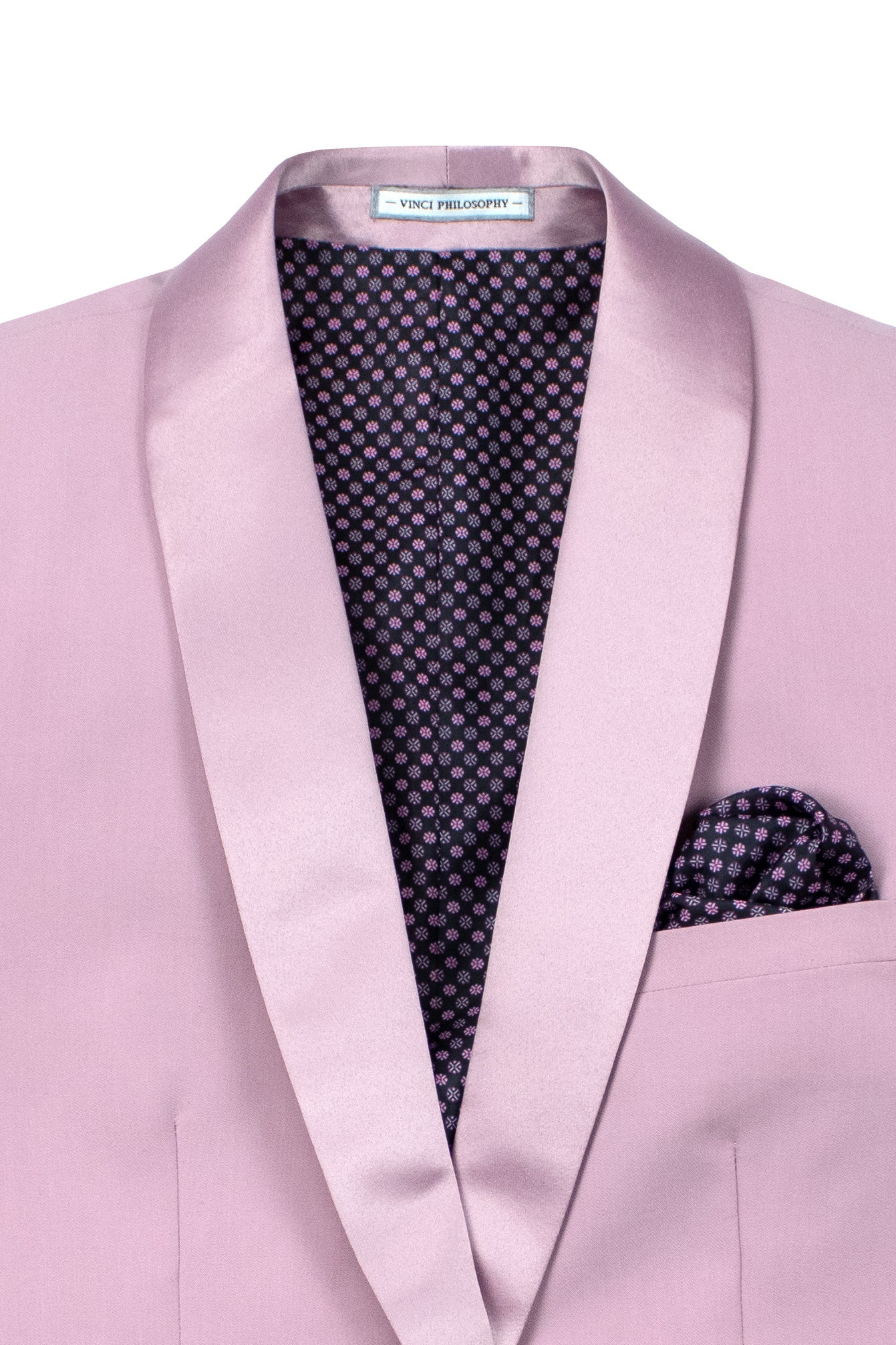 Men’s Dusty Rose Slim-Fit Tuxedo – Formalwear Suit with Satin Lapels