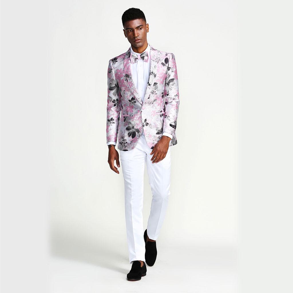 KCT Menswear - Men's Pink Floral Blazer for Prom