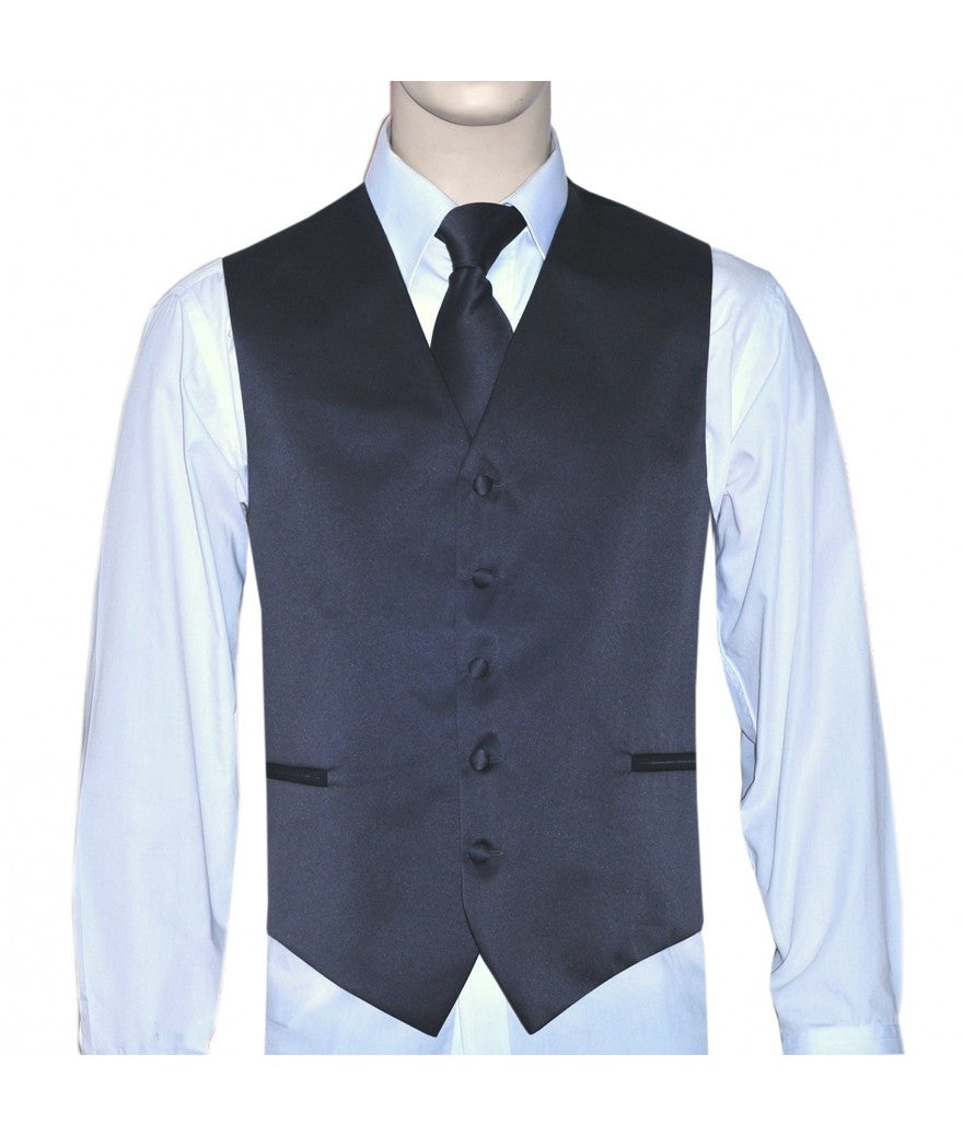 KCT Menswear Charcoal Vest and Tie Set, formal vest and tie set, groom and groomsmen vest and tie set, solid color vest and tie set, formal wear vest and tie set, special occasion vest and tie set.