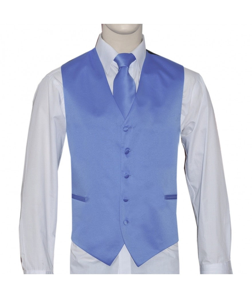 KCT Menswear Baby Blue Vest and Tie Set, formal vest and tie set, groom and groomsmen vest and tie set, solid color vest and tie set, formal wear vest and tie set, special occasion vest and tie set.