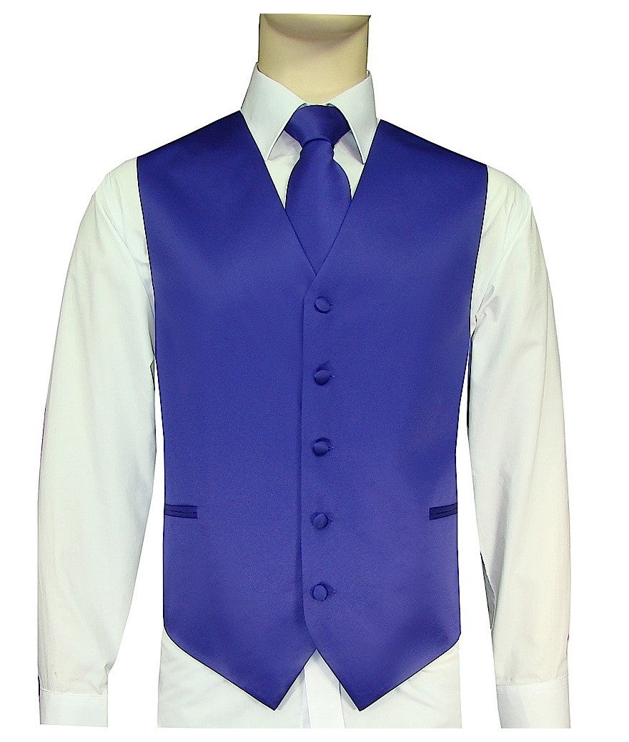 KCT Menswear Medium Purple Vest and Tie Set, formal vest and tie set, groom and groomsmen vest and tie set, solid color vest and tie set, formal wear vest and tie set, special occasion vest and tie set.