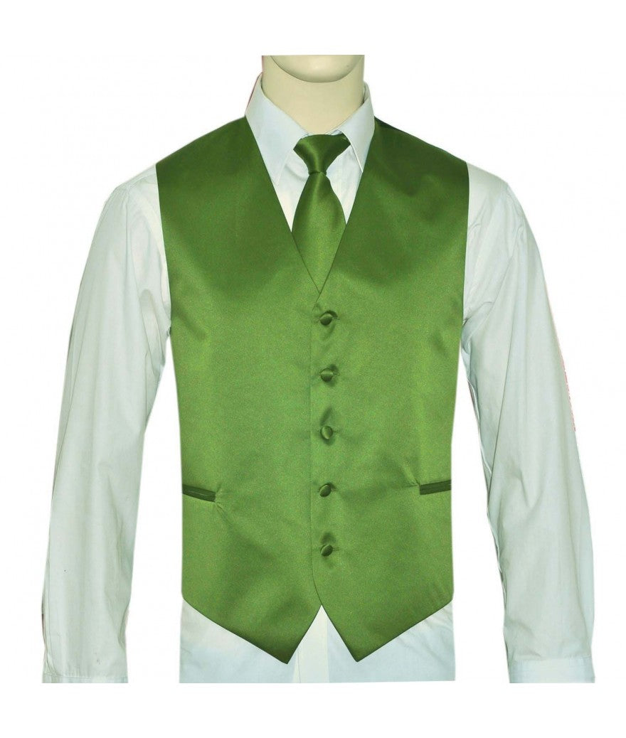 KCT Menswear Kiwi Green Vest and Tie Set, formal vest and tie set, groom and groomsmen vest and tie set, solid color vest and tie set, formal wear vest and tie set, special occasion vest and tie set.