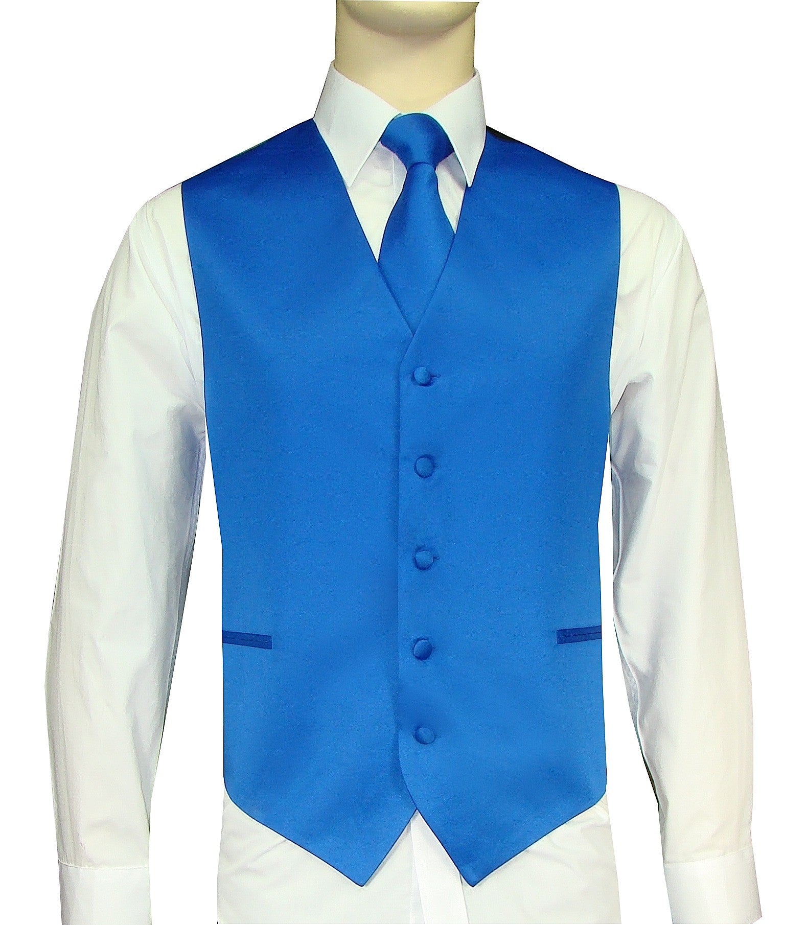 KCT Menswear Royal Blue Vest and Tie Set, formal vest and tie set, groom and groomsmen vest and tie set, solid color vest and tie set, formal wear vest and tie set, special occasion vest and tie set.
