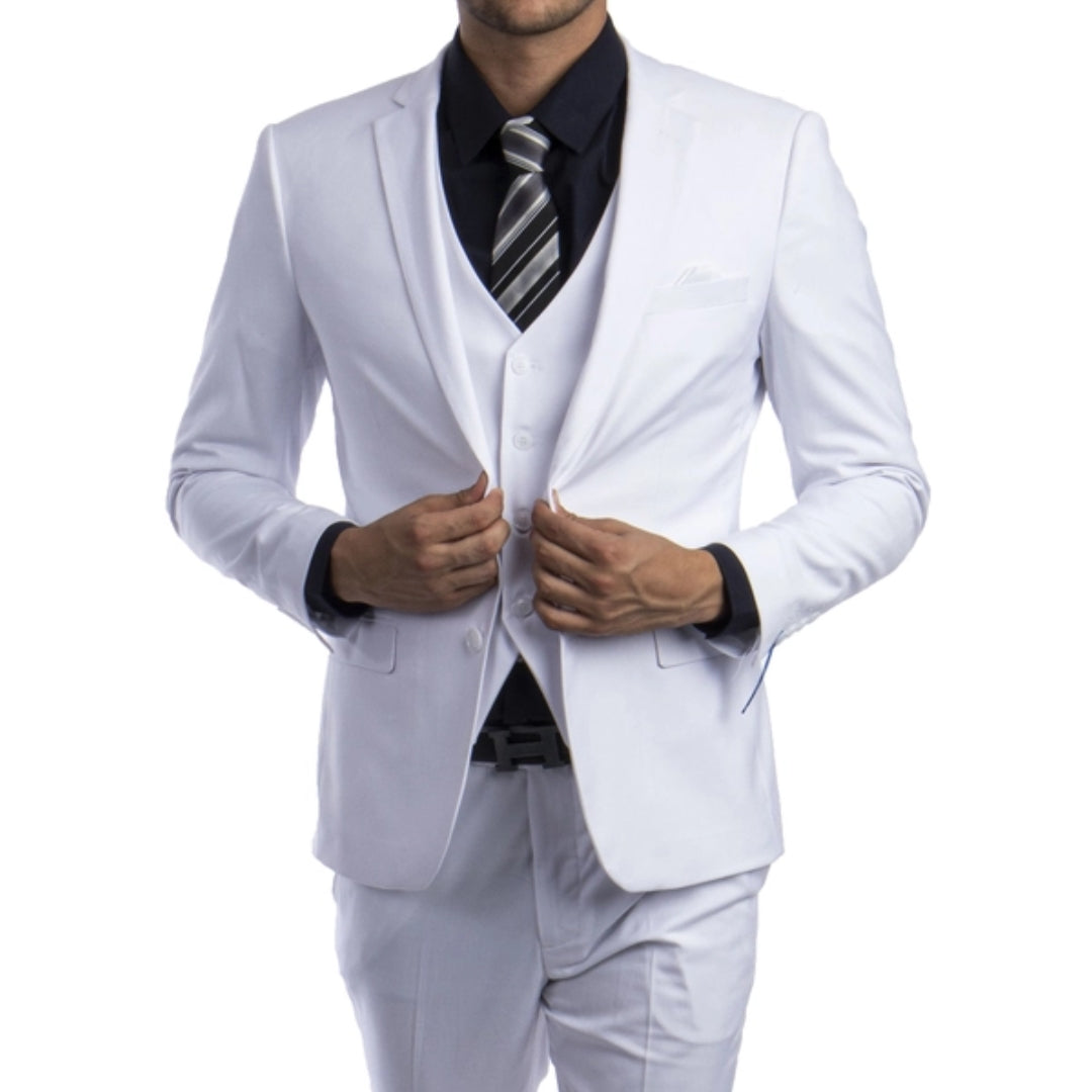 White Wedding Suit KCT Menswear White jacket, White pants, White vest,
