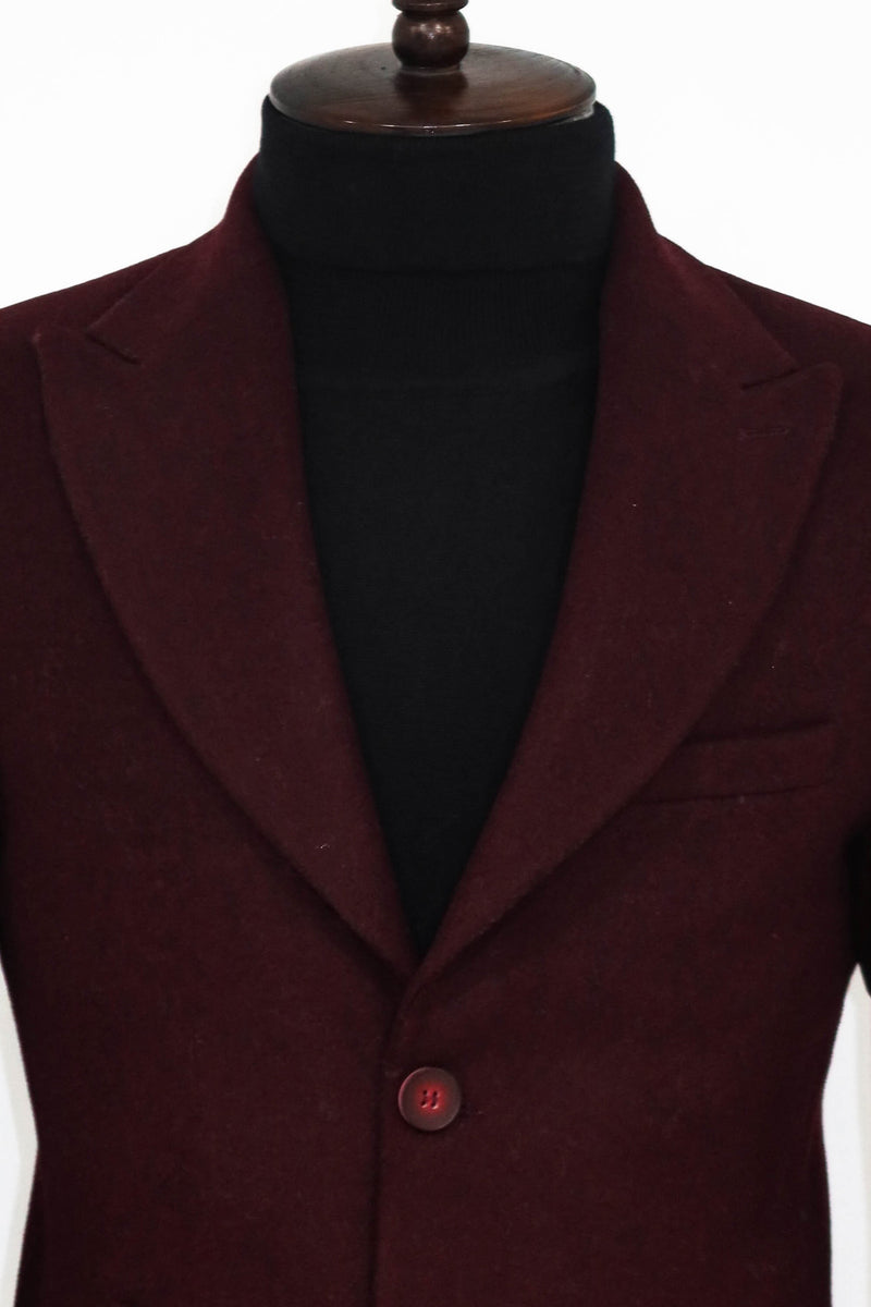 Wool Wide Lapel Burgundy Peacoat – KCTMenswear