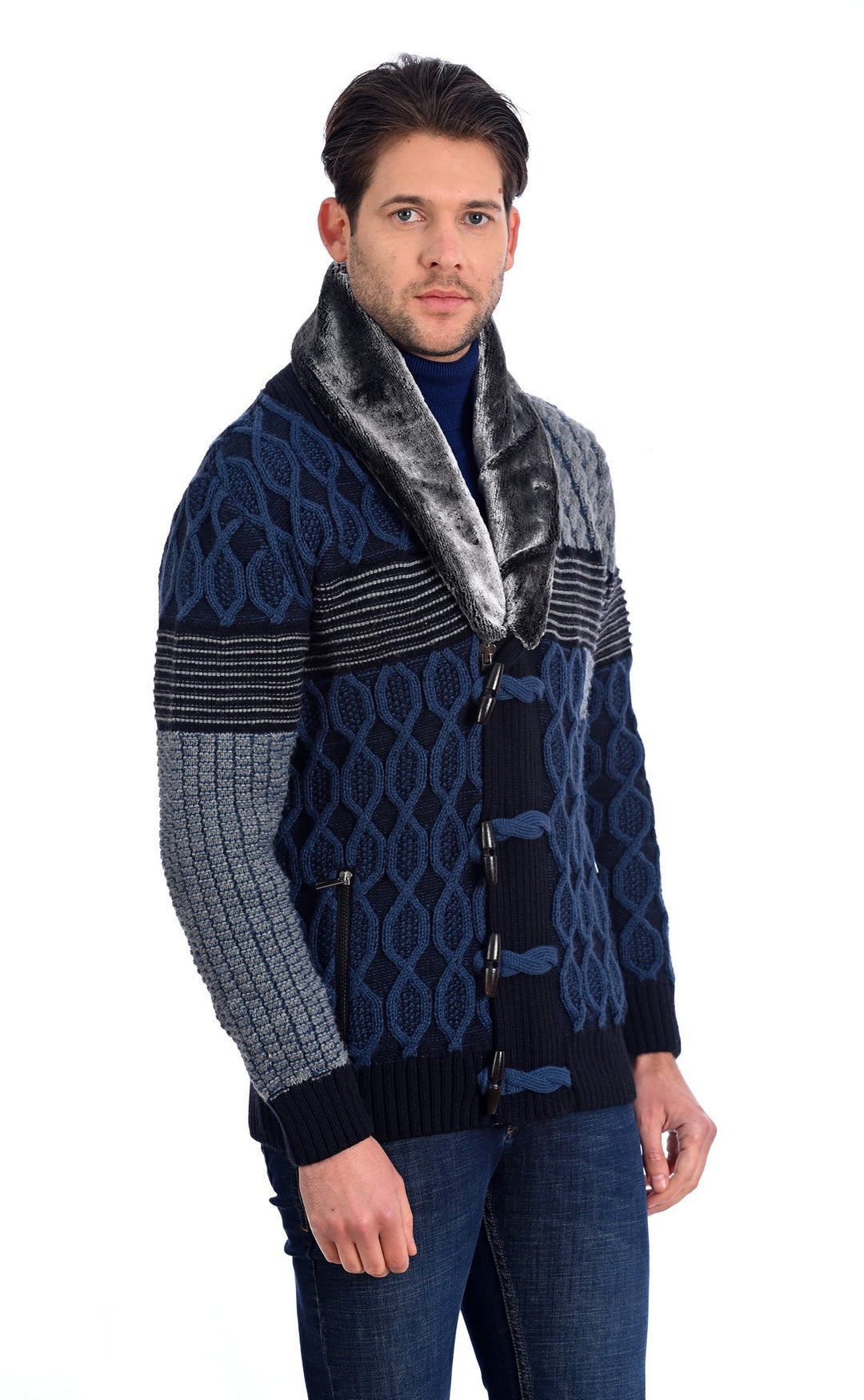 Blue Grey Fur Heavy Sweater