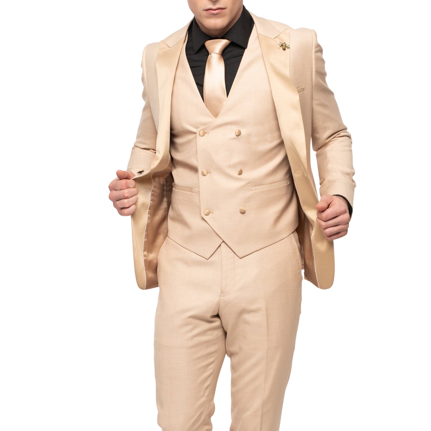Tan Tuxedo With Double Breasted Vest
