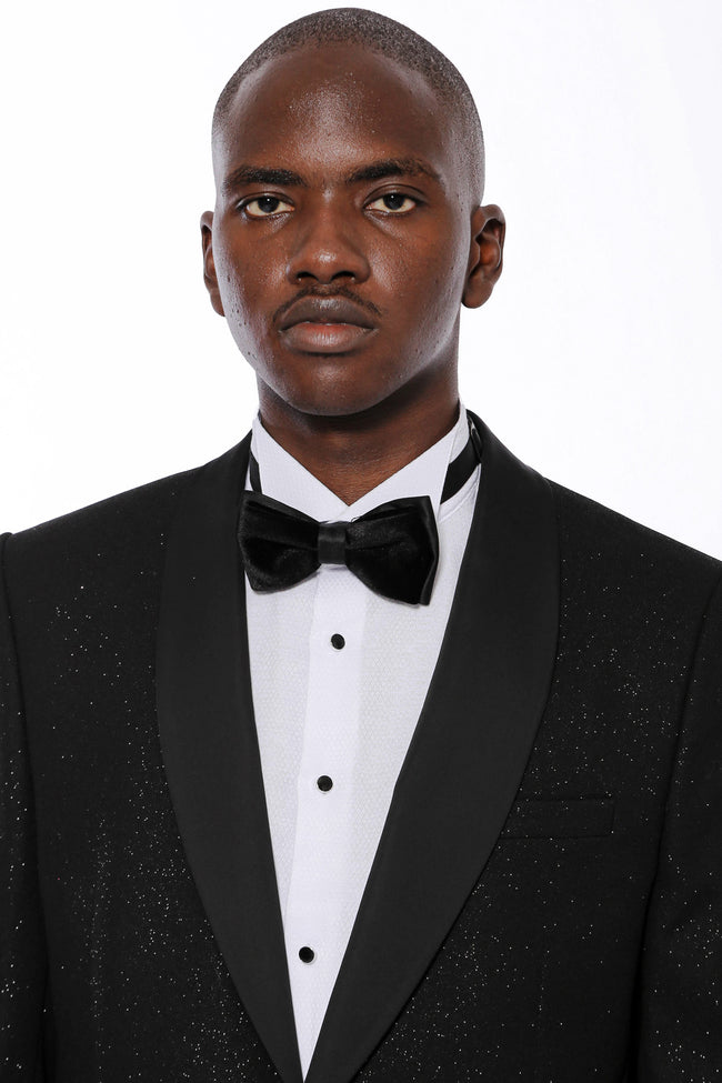 KCT Menswear - Luxurious  Men's Black Sparkle Prom Blazer 