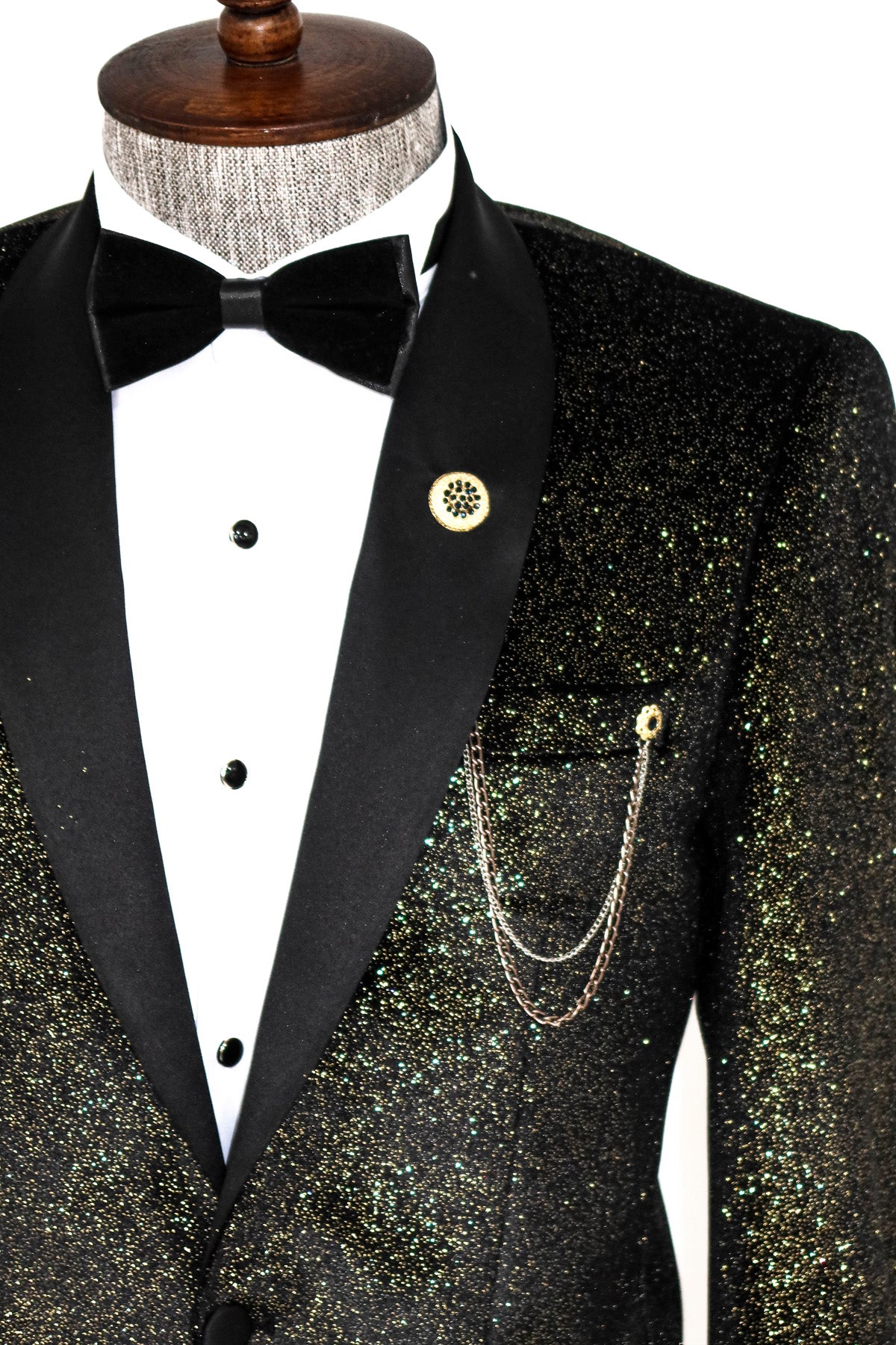 Wholesale Mens Webber Black Gold Modern Fit Tuxedo Blazer | FHYINC