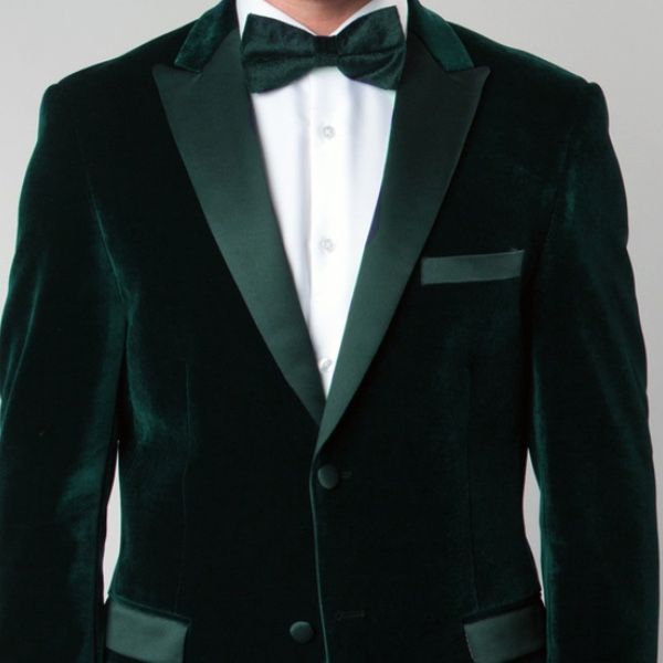 Green Velvet Tuxedo Blazer