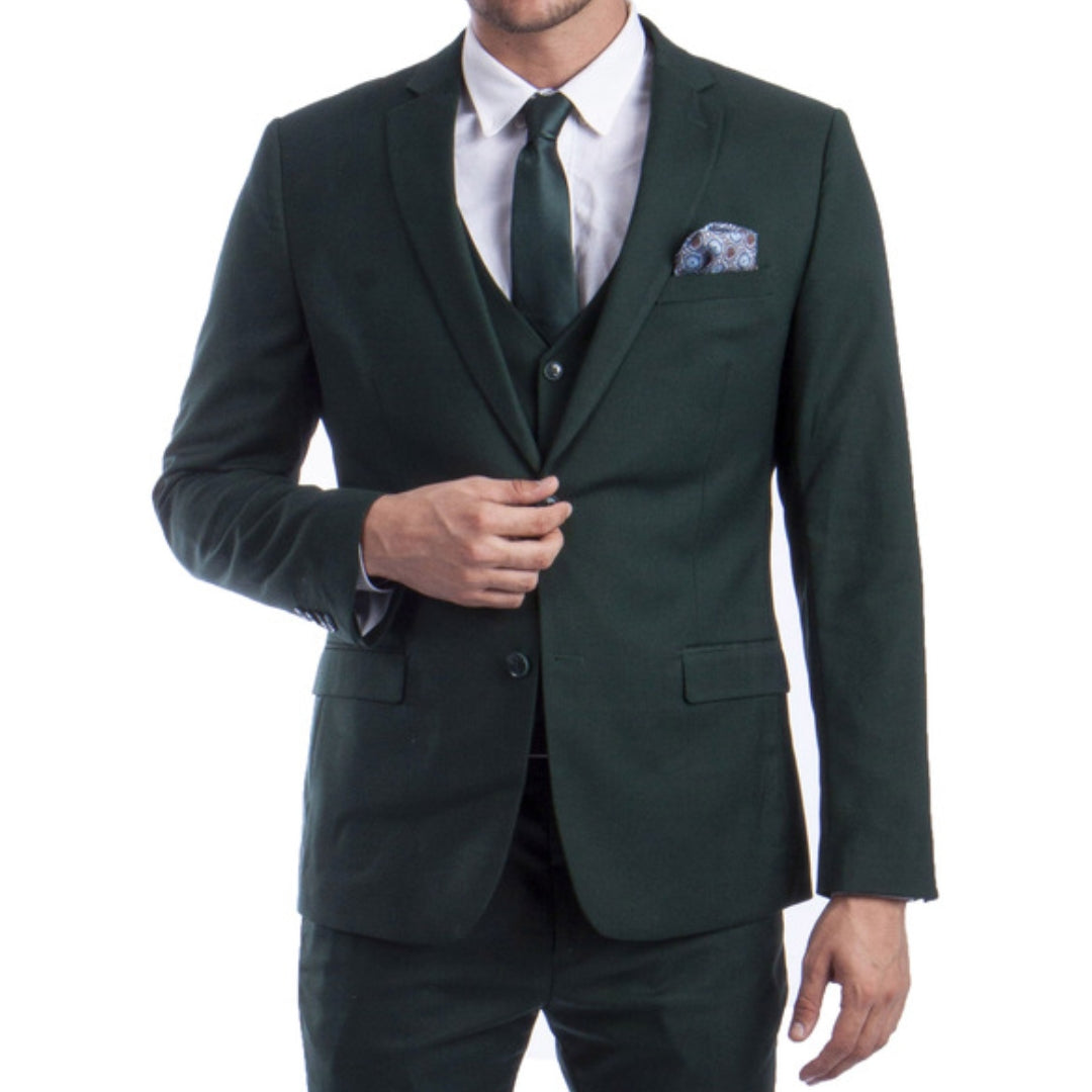 Wedding Hunter Green Three-piece suit Including Jacket, Pants, and Vest