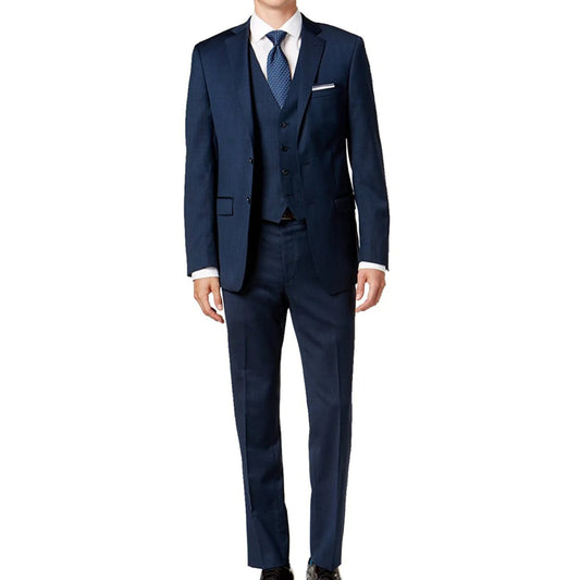 Dark Blue Three Piece Wedding Suit | KCT Menswear