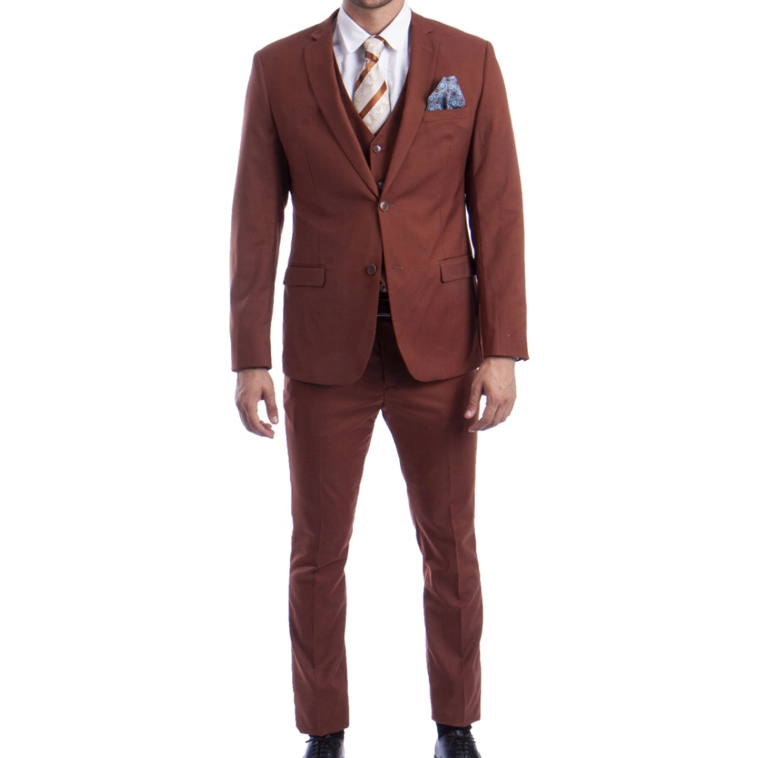 Light Brown Wedding Suit - Three-piece suit Including Jacket, Pants, and Vest