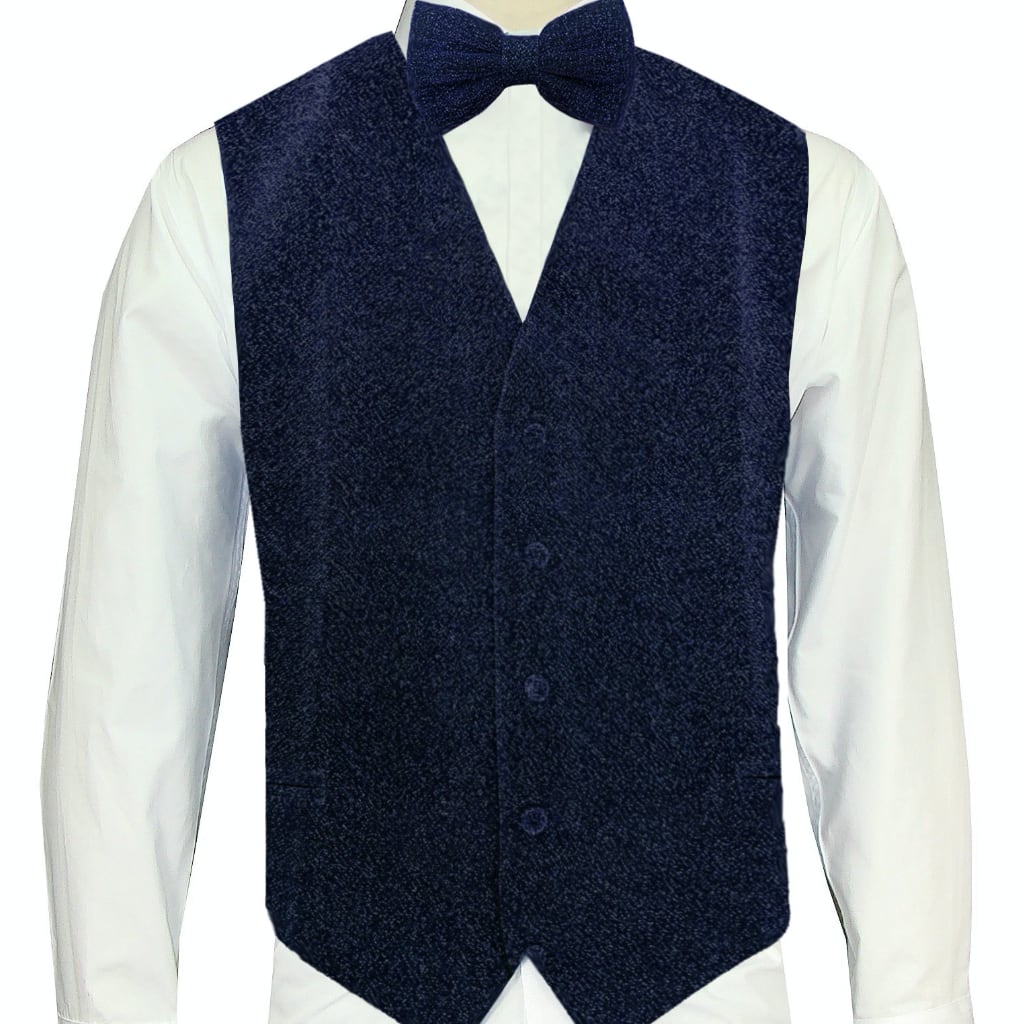 Navy Sparkle Vest and Bowtie