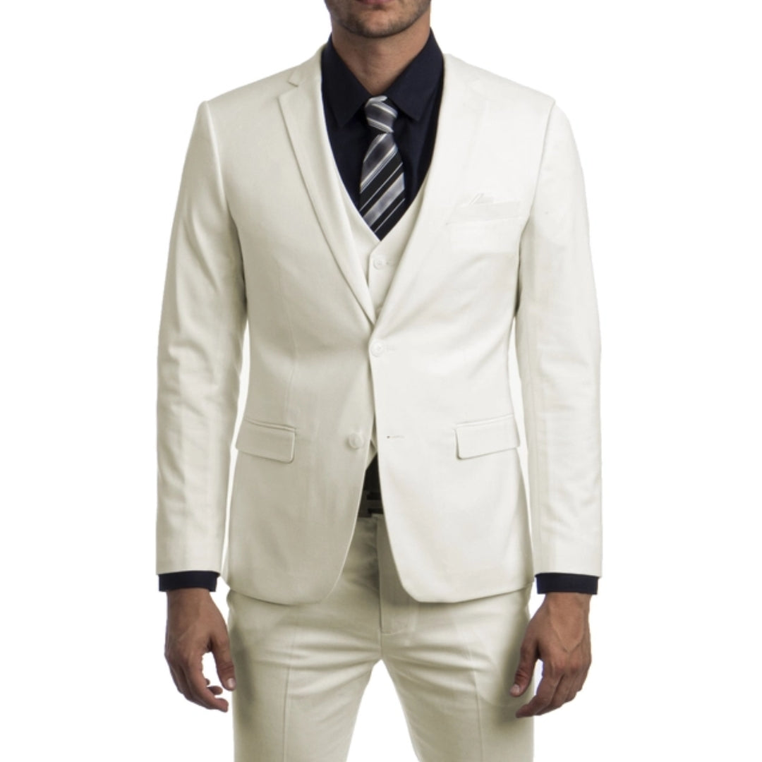 Off White Suit with Vest – KCTMenswear
