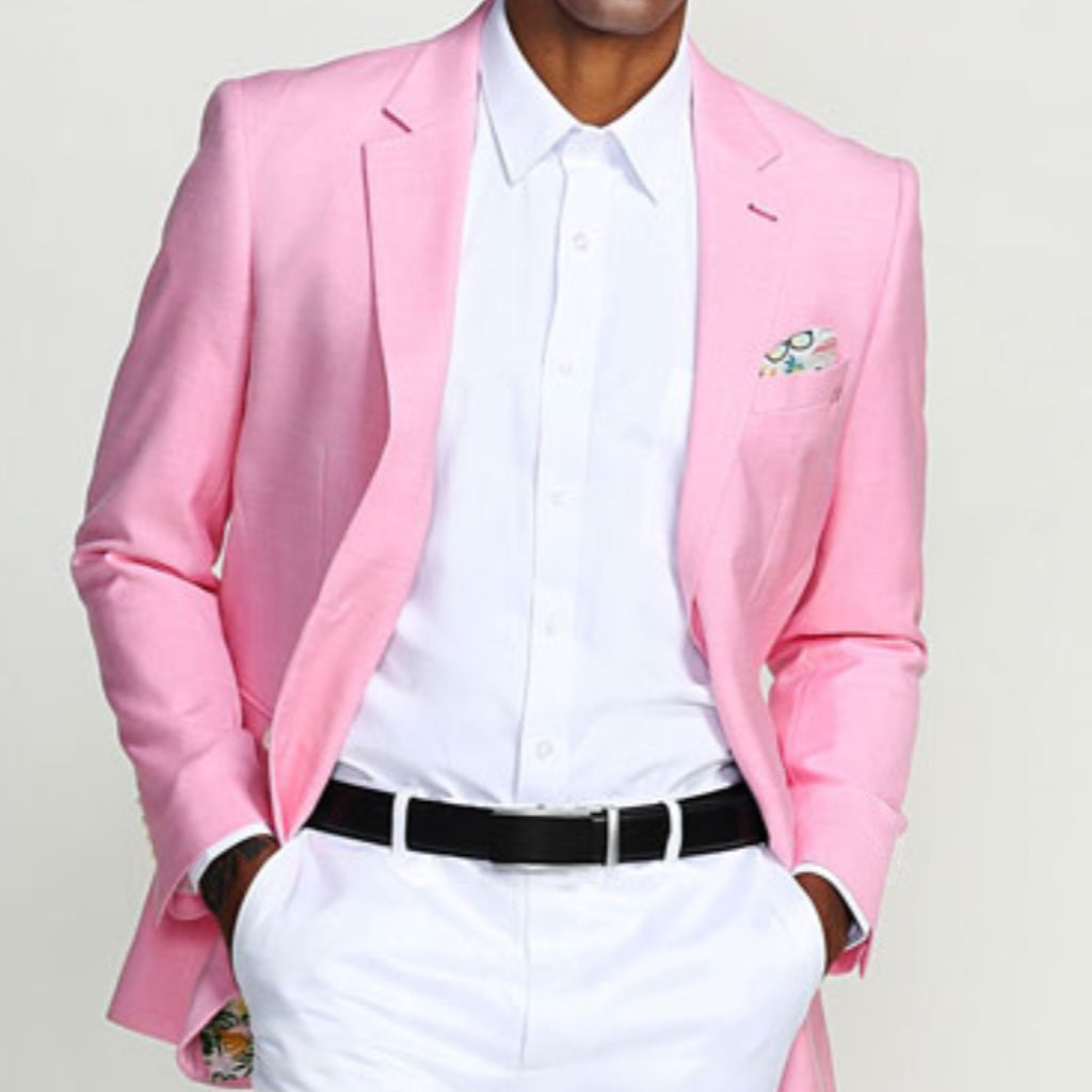 Pink Casual Blazer Two Button Notch Lapel